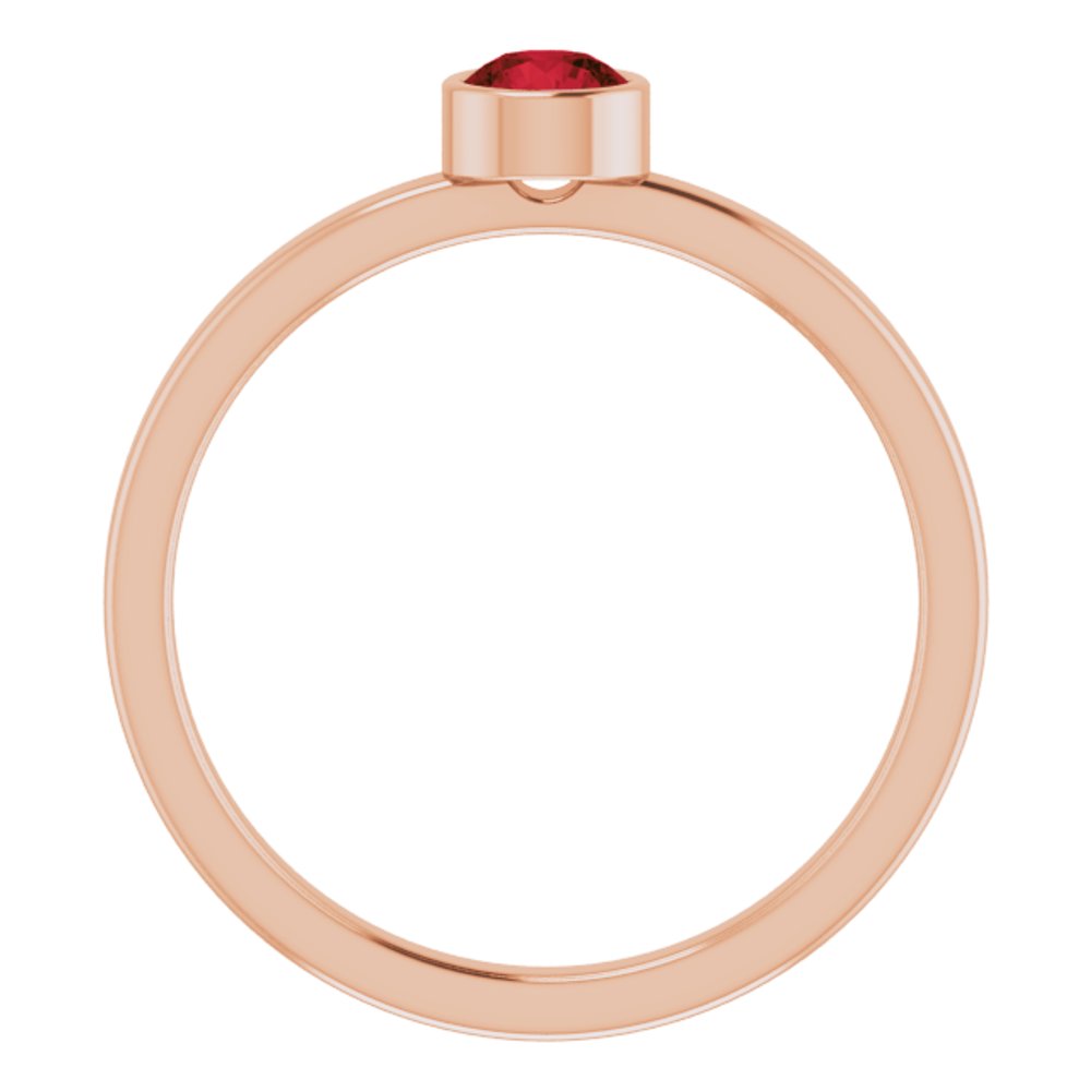 14K Rose Gold 4 mm Natural Mozambique Garnet Ring