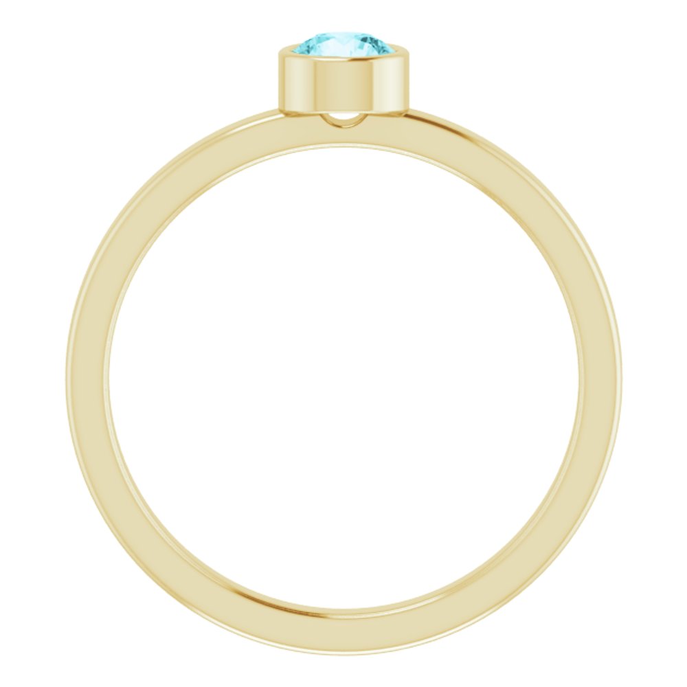 14K Yellow Gold 4 mm Natural Blue Zircon Ring