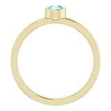 14K Yellow Gold 4 mm Natural Blue Zircon Ring