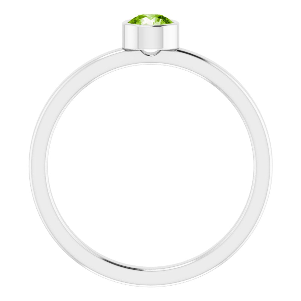 Rhodium-Plated Sterling Silver 4 mm Imitation Peridot Ring