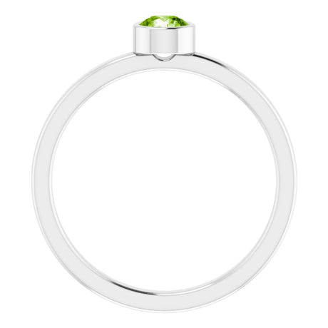 Rhodium-Plated Sterling Silver 4 mm Imitation Peridot Ring