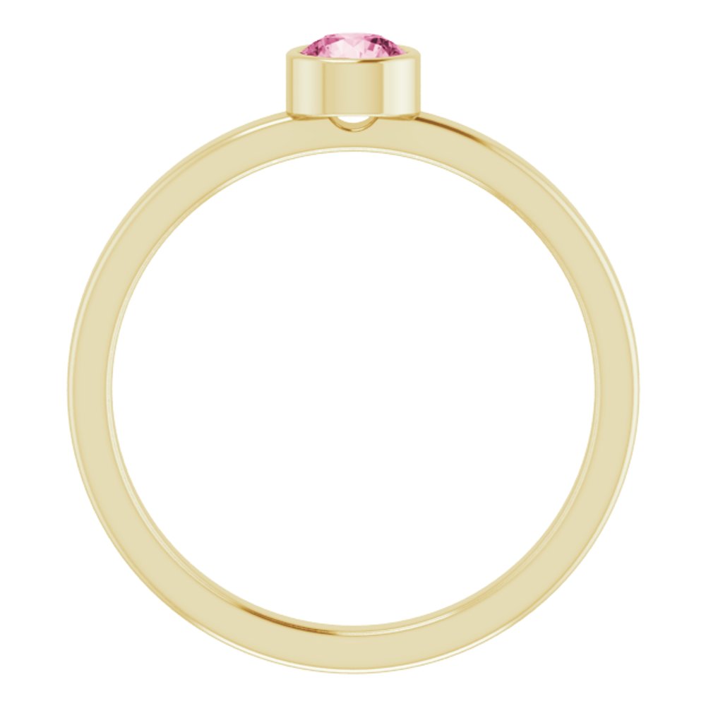 14K Yellow Gold 4 mm Natural Pink Tourmaline Ring