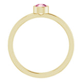 14K Yellow Gold 4 mm Natural Pink Tourmaline Ring
