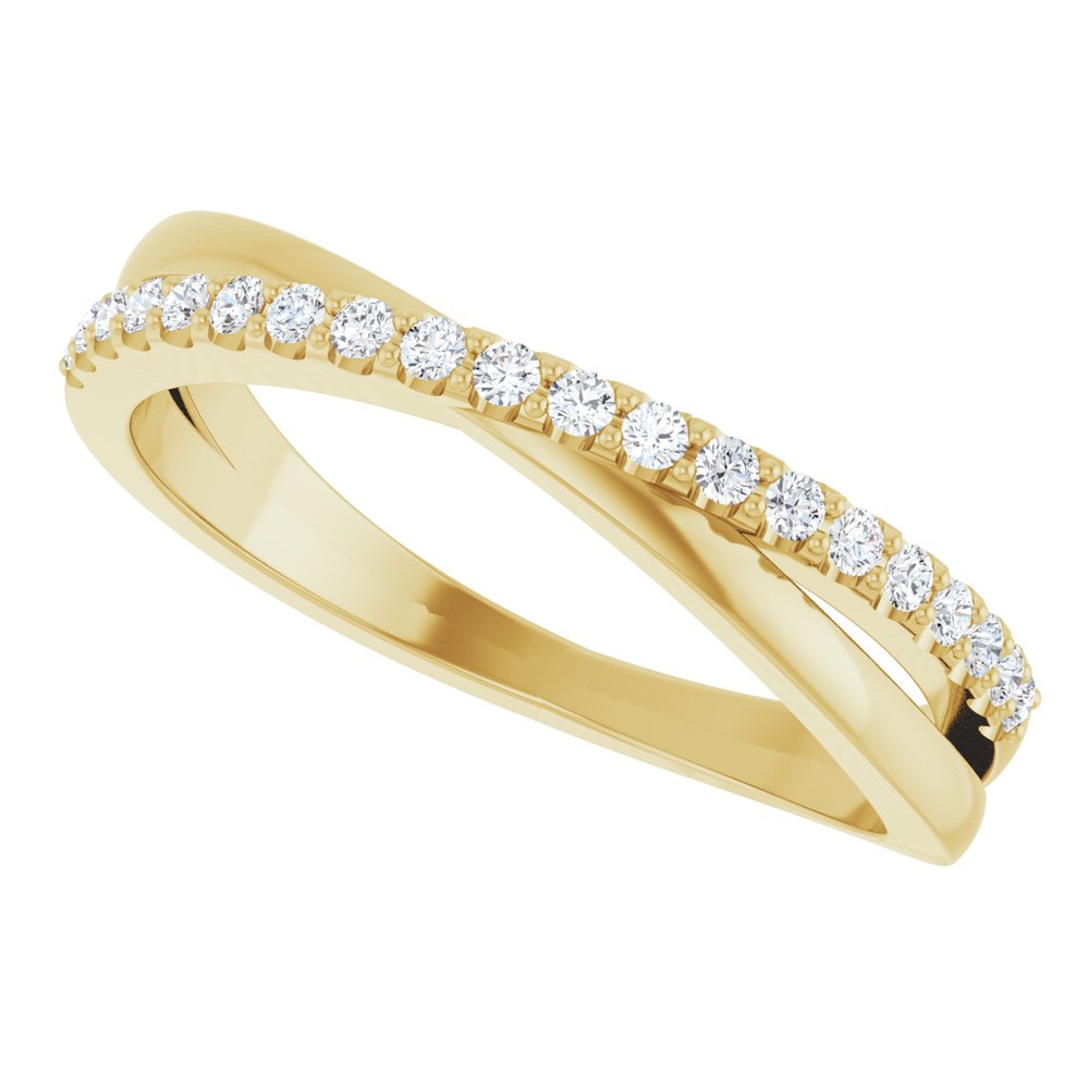 14K Yellow Gold 1/6 CTW Natural Diamond Criss-Cross Ring