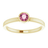 14K Yellow Gold 4 mm Natural Pink Tourmaline Ring