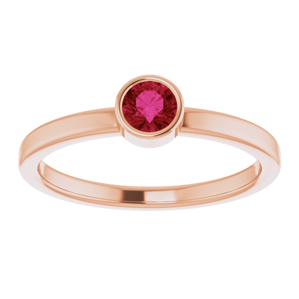 14K Rose Gold 4 mm Natural Ruby Ring