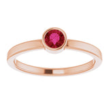 14K Rose Gold 4 mm Natural Ruby Ring