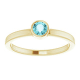 14K Yellow Gold 4 mm Natural Blue Zircon Ring