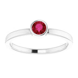 Rhodium-Plated Sterling Silver 4 mm Imitation Ruby Ring