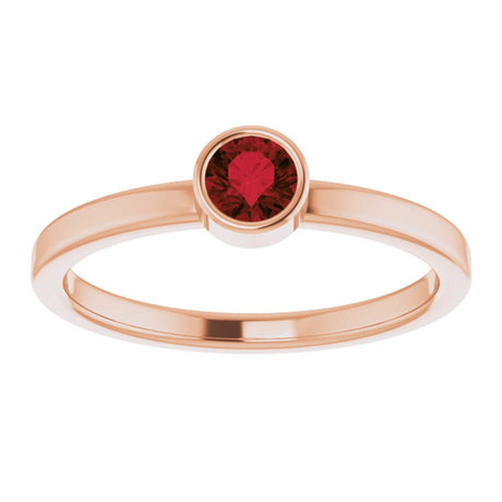 14K Rose Gold 4 mm Natural Mozambique Garnet Ring