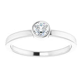 Rhodium-Plated Sterling Silver 4 mm Imitation Diamond Ring