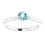 14K White Gold 4 mm Natural Blue Zircon Ring