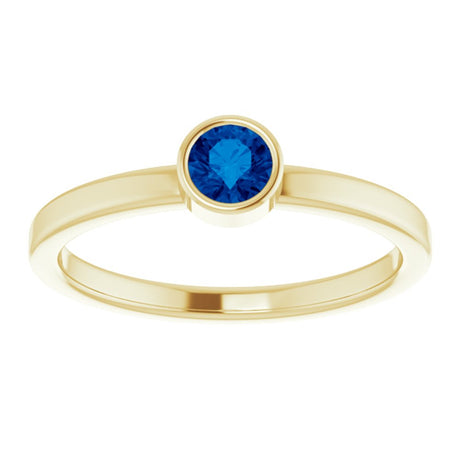 14K Yellow 4 mm Lab-Grown Blue Sapphire Ring