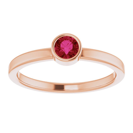 14K Rose Gold 4 mm Natural Ruby Ring