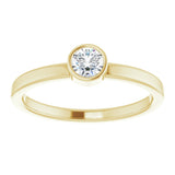 14K Yellow 4 mm Natural White Sapphire Ring