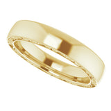 14K Yellow Gold Sculptural Inlay 4 mm Half Round Band Size 8.5
