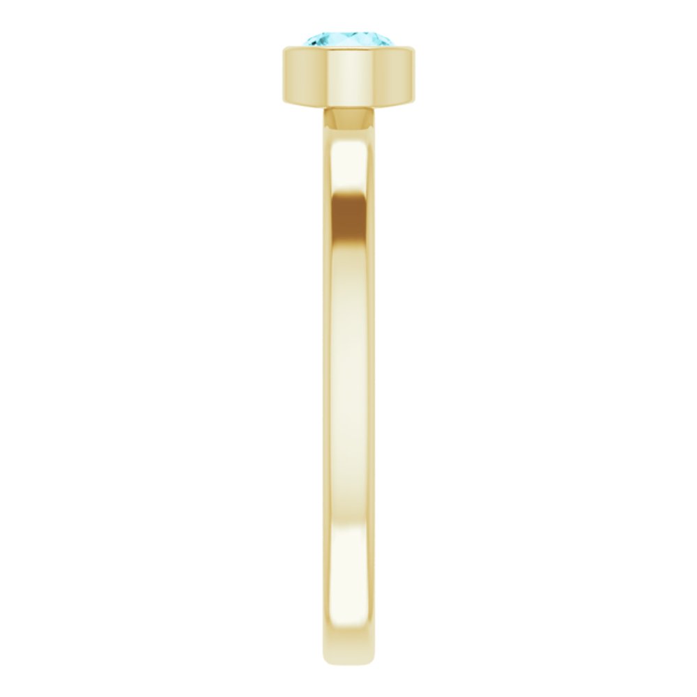 14K Yellow Gold 4 mm Natural Blue Zircon Ring