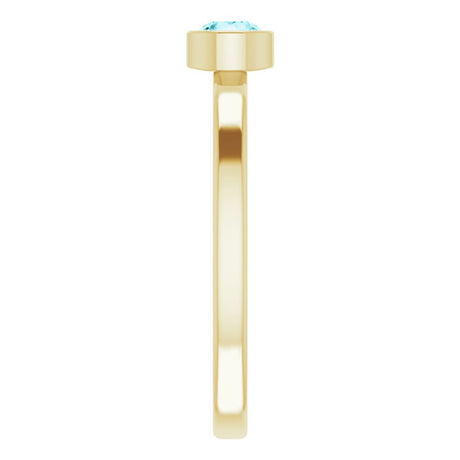 14K Yellow Gold 4 mm Natural Blue Zircon Ring