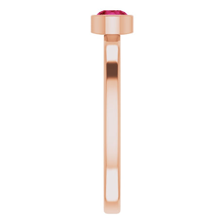 14K Rose Gold 4 mm Natural Ruby Ring