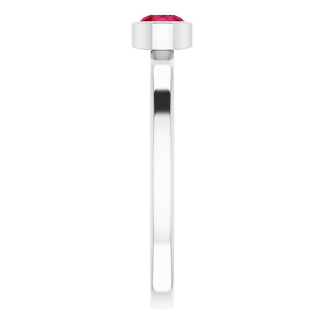 Rhodium-Plated Sterling Silver 4 mm Imitation Ruby Ring