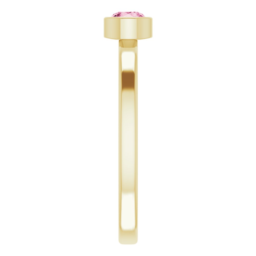14K Yellow Gold 4 mm Natural Pink Tourmaline Ring