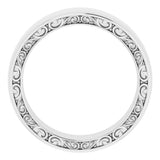 14K White Gold Sculptural Inlay 6 mm Half Round Band Size 10