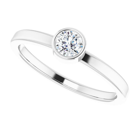 Rhodium-Plated Sterling Silver 4 mm Imitation Diamond Ring