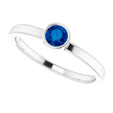 Rhodium-Plated Sterling Silver 4 mm Imitation Blue Sapphire Ring