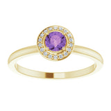 14K Yellow Natural Amethyst & .05 CTW Natural Diamond Ring