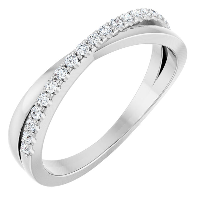 14K White Gold 1/6 CTW Natural Diamond Criss-Cross Ring