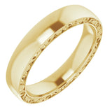 14K Yellow Gold Sculptural Inlay 4 mm Half Round Band Size 8