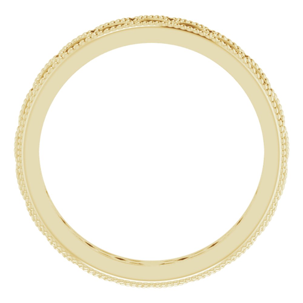 14K Yellow Gold 3 mm Crescent Milgrain Design