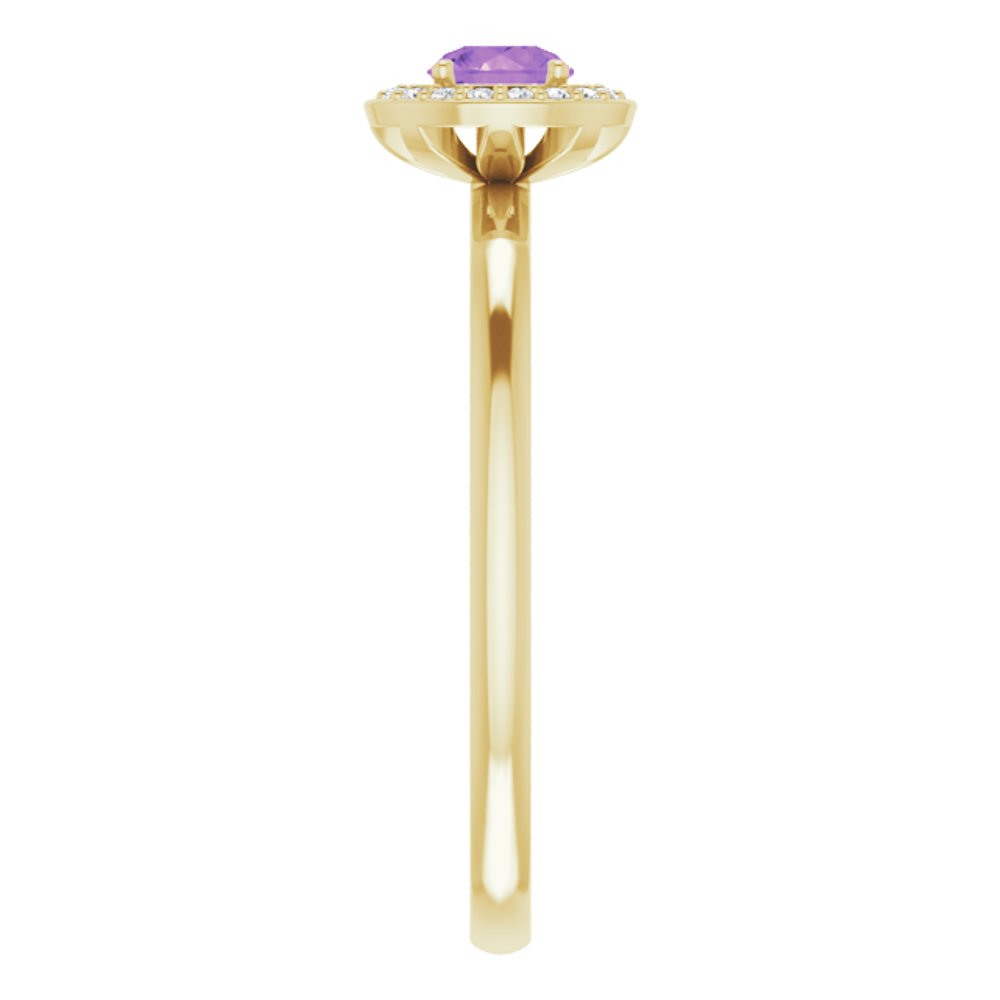 14K Yellow Natural Amethyst & .05 CTW Natural Diamond Ring