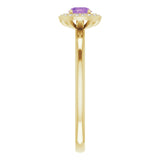 14K Yellow Natural Amethyst & .05 CTW Natural Diamond Ring