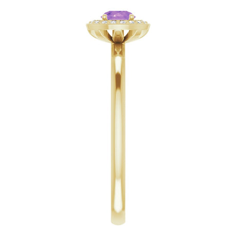 14K Yellow Natural Amethyst & .05 CTW Natural Diamond Ring