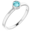 14K White 4 mm Natural Blue Zircon Ring