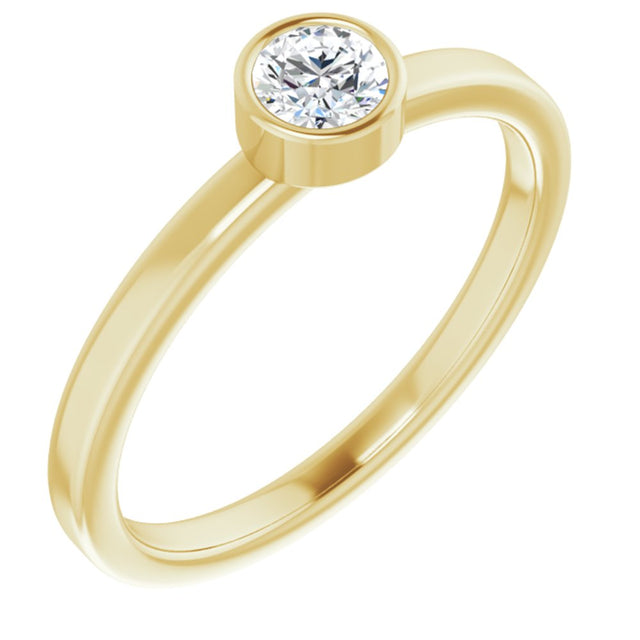 14K Yellow 4 mm Natural White Sapphire Ring