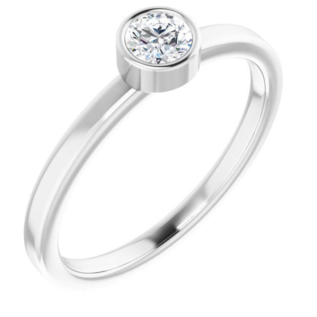 Rhodium-Plated Sterling Silver 4 mm Imitation Diamond Ring