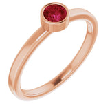 14K Rose Gold 4 mm Natural Ruby Ring