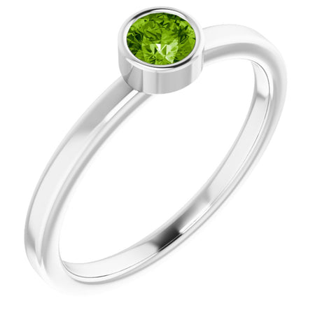 Rhodium-Plated Sterling Silver 4 mm Imitation Peridot Ring