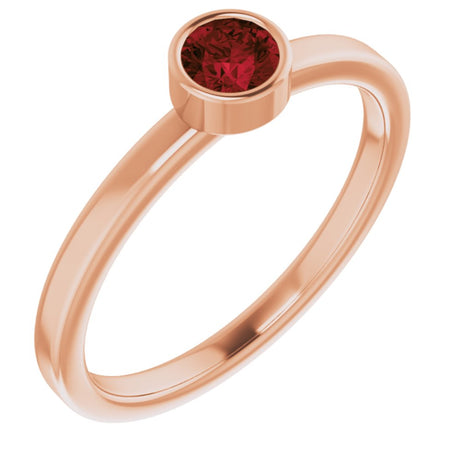 14K Rose Gold 4 mm Natural Mozambique Garnet Ring