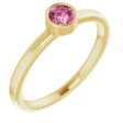 14K Yellow Gold 4 mm Natural Pink Tourmaline Ring