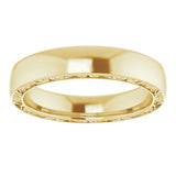 14K Yellow Gold Sculptural Inlay 4 mm Half Round Band Size 8