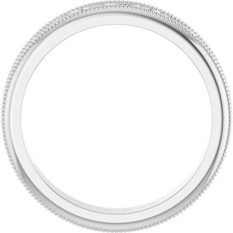 14K White 4 mm Milgrain Edge Sculptural Flat Band Size 7