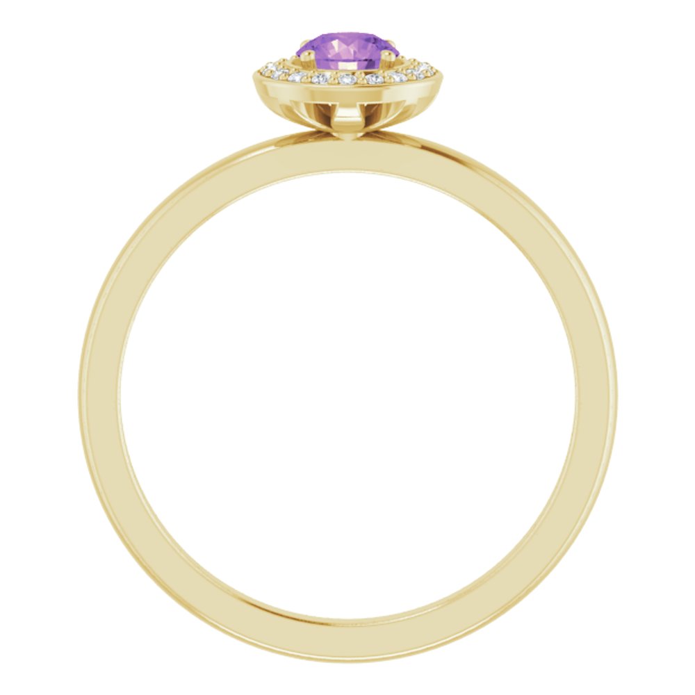 14K Yellow Natural Amethyst & .05 CTW Natural Diamond Ring