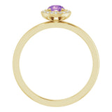 14K Yellow Natural Amethyst & .05 CTW Natural Diamond Ring