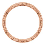 14K Rose Sculptural Inlay 4 mm Half Round Band Size 9.5
