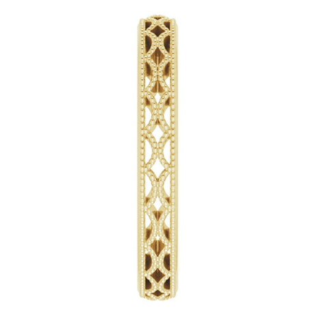 14K Yellow Gold 3 mm Crescent Milgrain Design