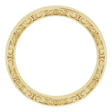 14K Yellow Gold Sculptural Inlay 4 mm Half Round Band Size 8