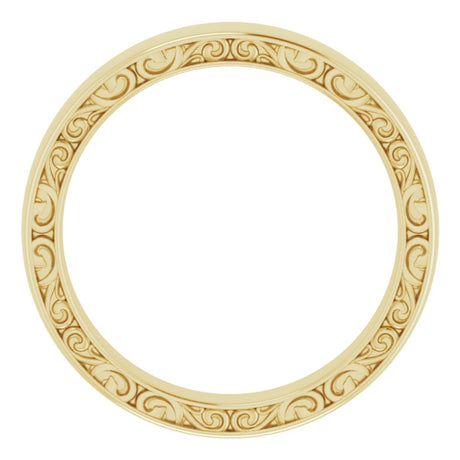 14K Yellow Gold Sculptural Inlay 4 mm Half Round Band Size 8